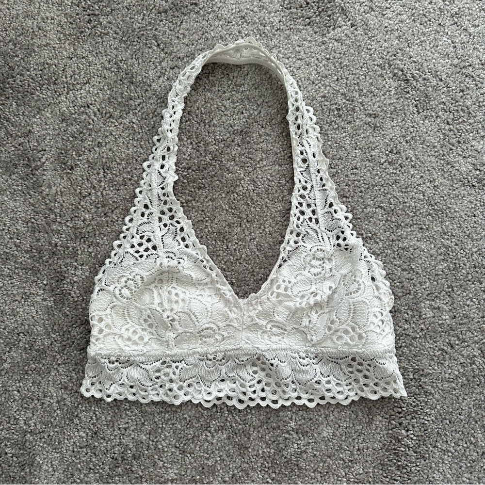 Aerie White Lace Halter Bralette